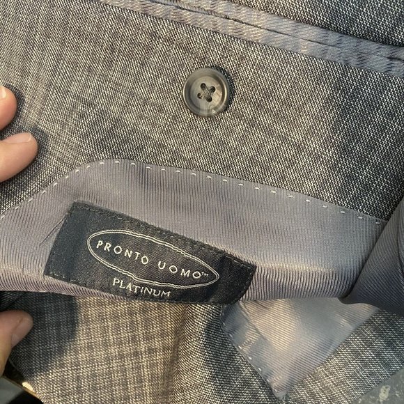 Pronto Uomo Platinum Wool Blend Gray Double Vented Blazer Sport Jacket Size 50L - Picture 4 of 4